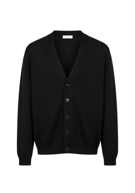 Cardigan Scollo a V in Misto Lino e Cotone Nero DANIELE FIESOLI | Cardigan | 30800013